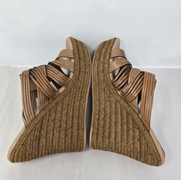 UGG Melinda Womens Platform Wedge Sandels Sz 8.5 Hand Woven Tan Leather & Jute - Picture 5 of 13